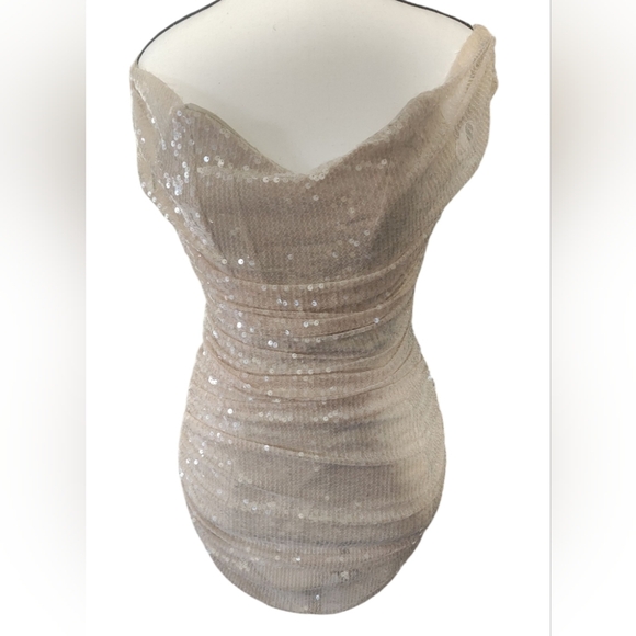 Strapless Sequin Dress - Tan - Picture 3 of 12